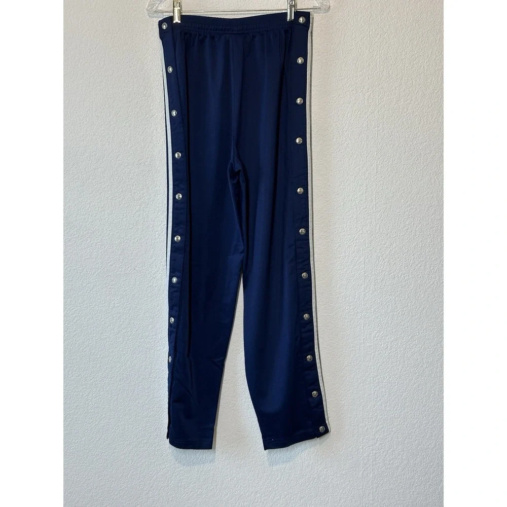 Vtg 90 Adidas Track Pants‎ Navy Mens M Jersey Tear Away Side Snaps 27x29 USA